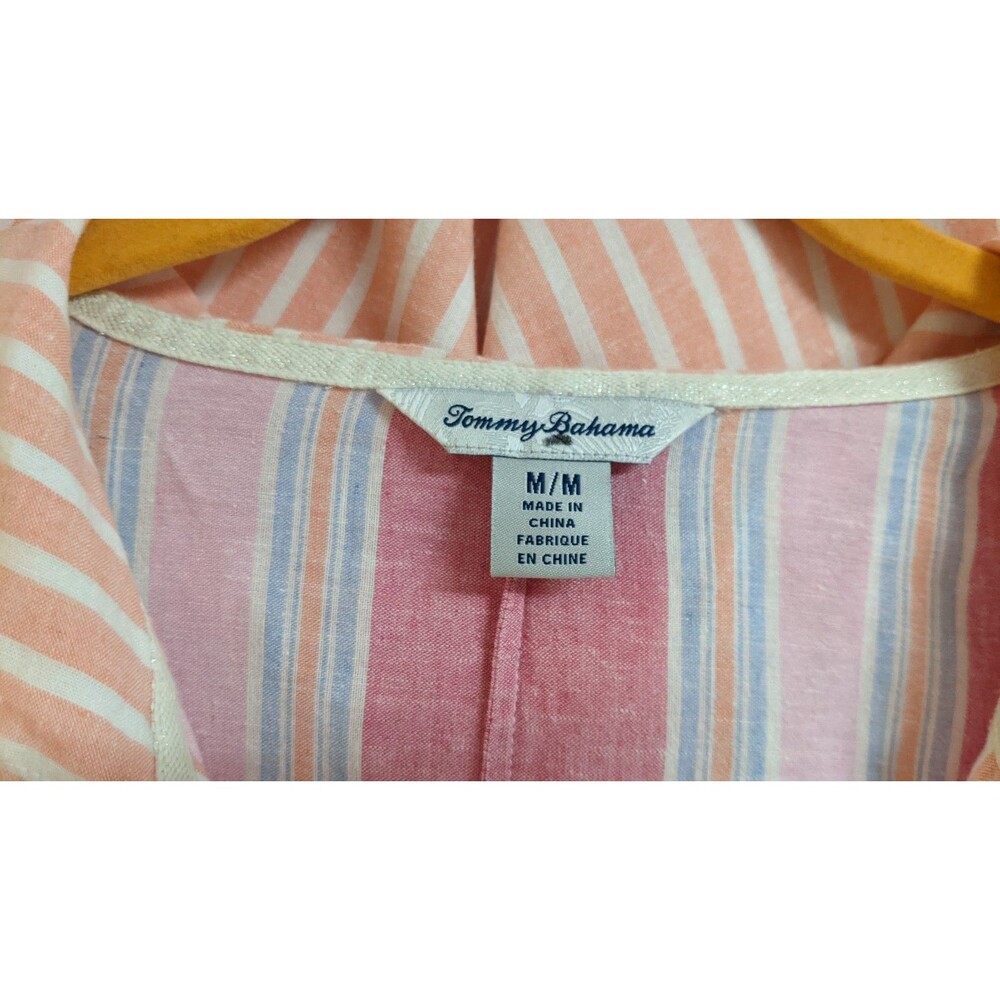 Women's TOMMY BAHAMA Striped Hooded "Lovely Lanes" Linen Blend Baja Top M - Picture 4 of 16